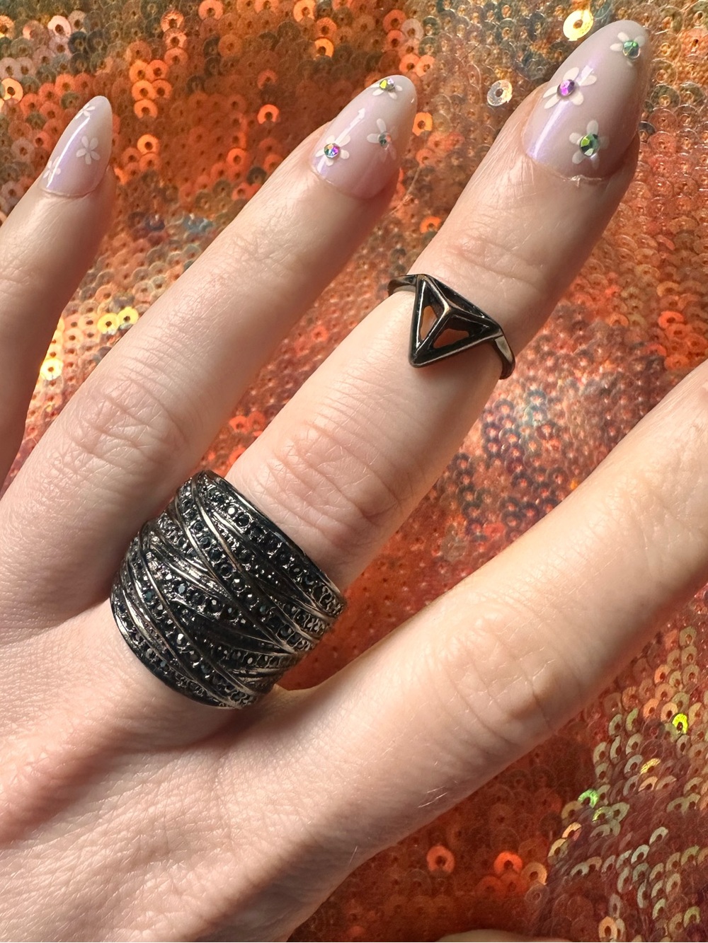 Prism β’ Gunmetal Silver Tone Geometric Ring Bundle